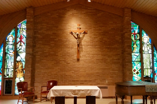The chapel with stained glass