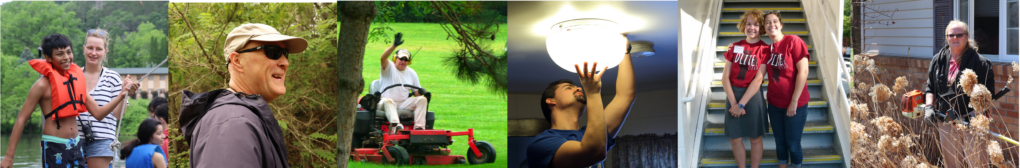 Collage of people doing various types of work