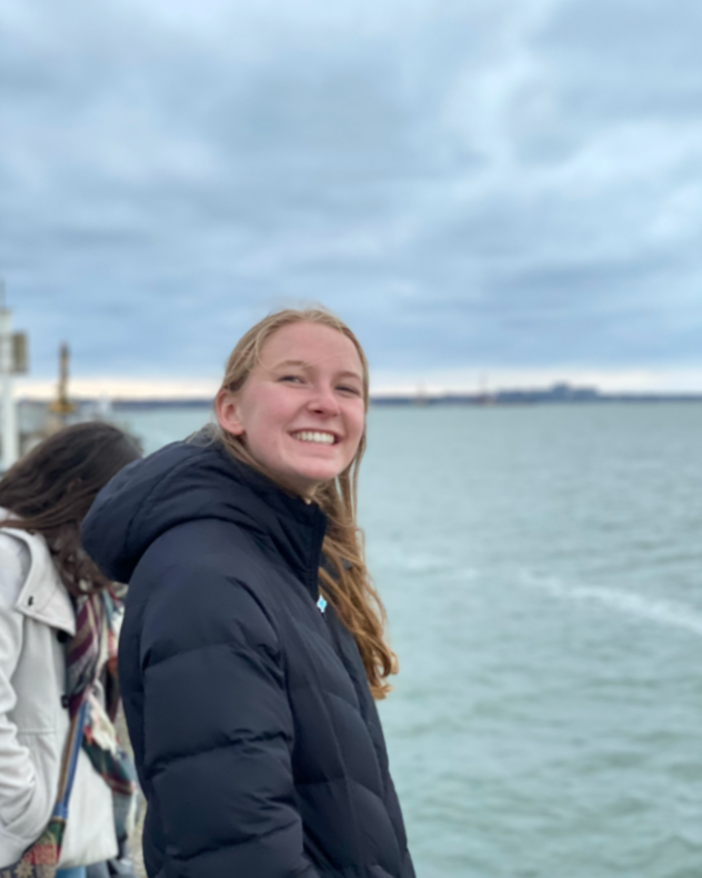 Cara on the shore of Lake Michigan