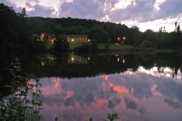 Pink sunset reflection