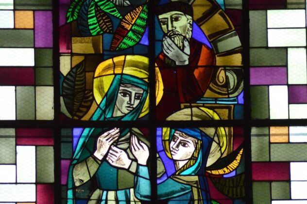 Stained glass of Elizabeth and Mary