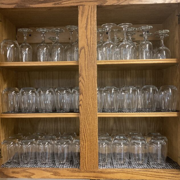 Wine glasses in the Brothers Dining Room